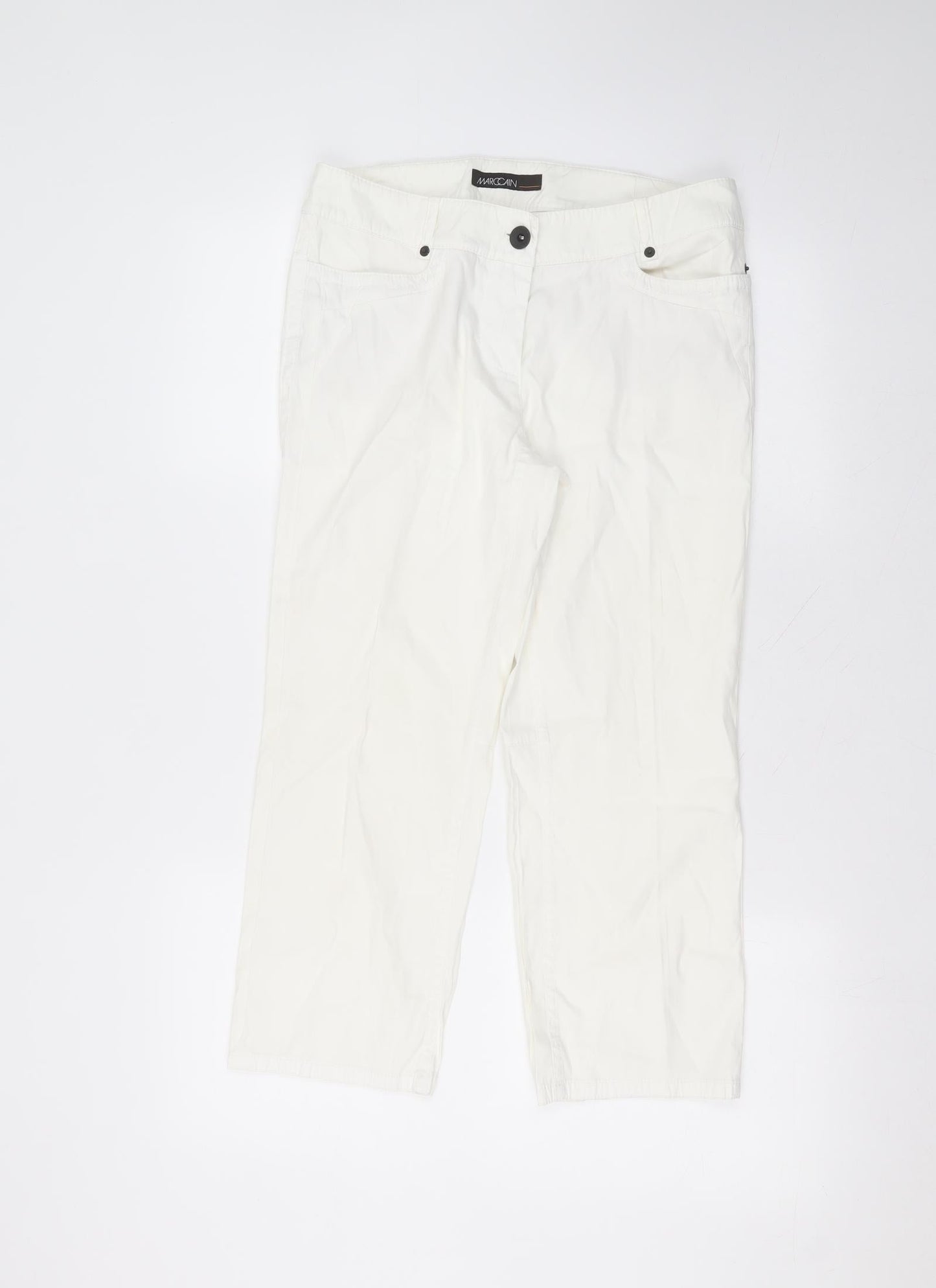 Marc Cain Womens White  Cotton Trousers  Size 32 in L22 in Regular