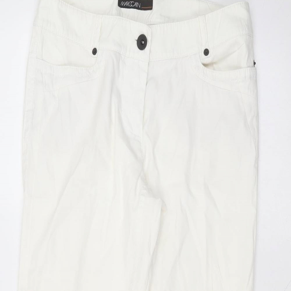 Marc Cain Womens White  Cotton Trousers  Size 32 in L22 in Regular
