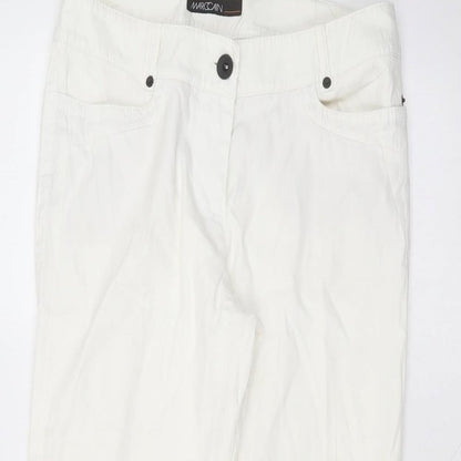Marc Cain Womens White  Cotton Trousers  Size 32 in L22 in Regular