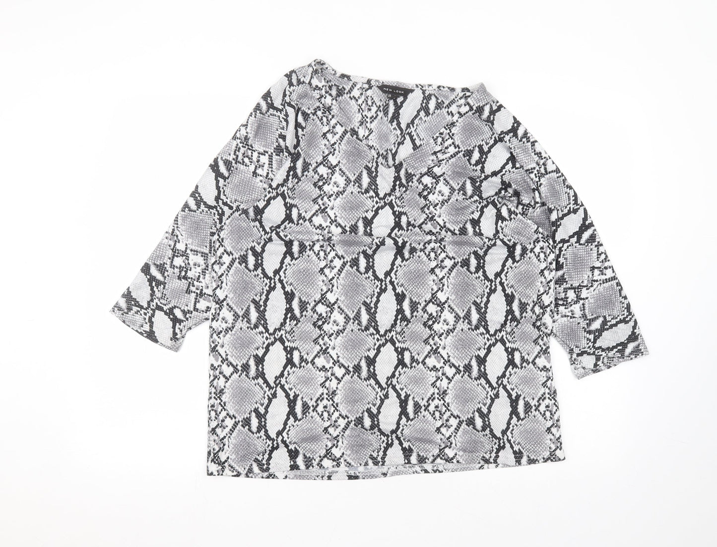 Womens UK Size 8 New Look Grey Basic T-Shirt