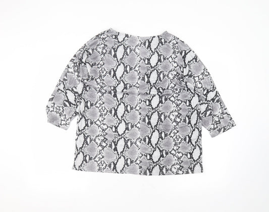 Womens UK Size 8 New Look Grey Basic T-Shirt