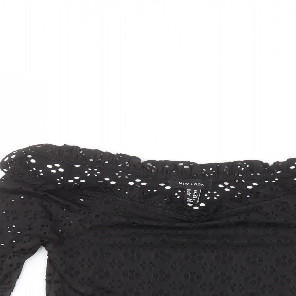 Womens UK Size 10 New Look Black Basic T-Shirt