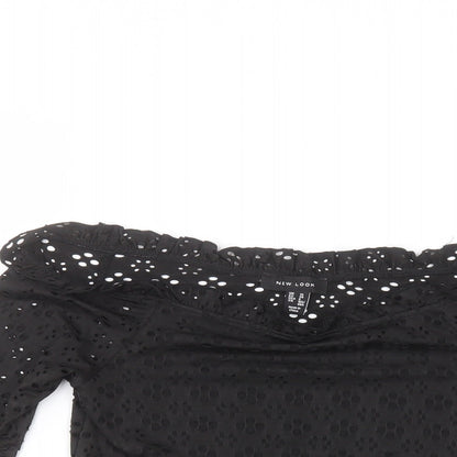Womens UK Size 10 New Look Black Basic T-Shirt