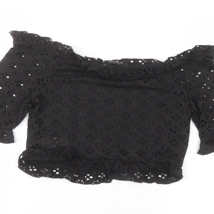 Womens UK Size 10 New Look Black Basic T-Shirt