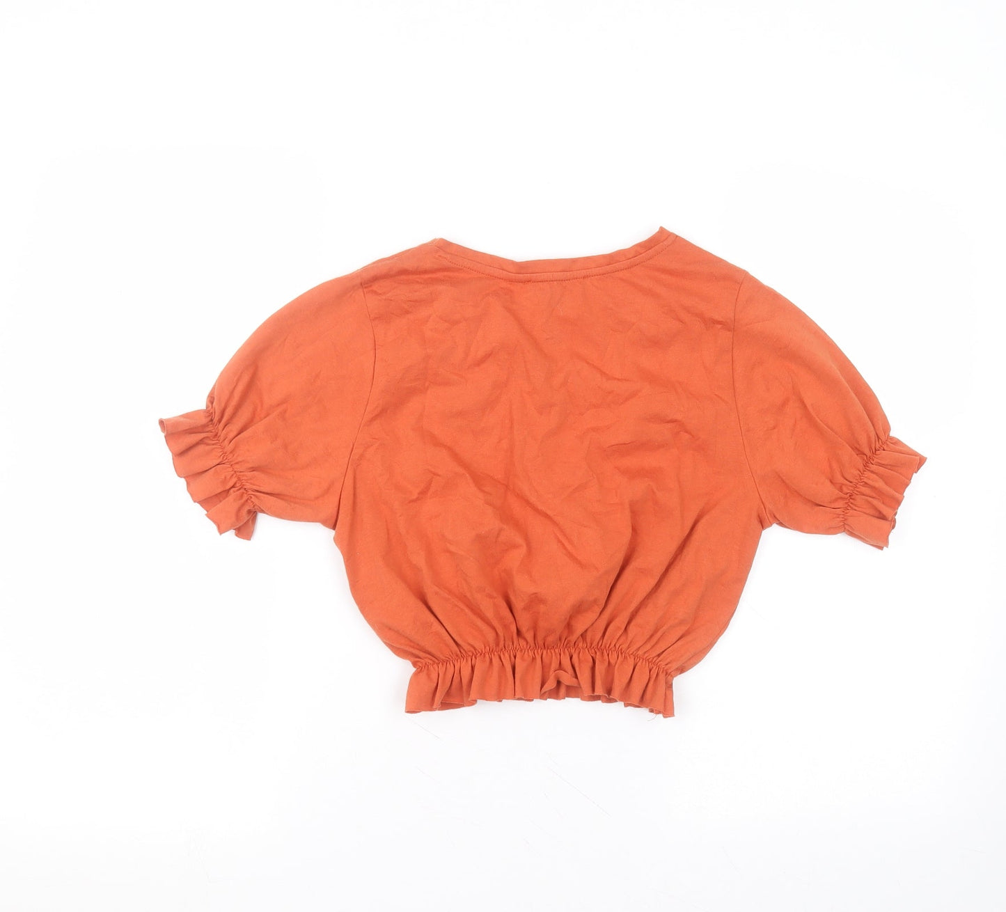 Primark Womens Orange  Polyester Basic T-Shirt Size XS Round Neck