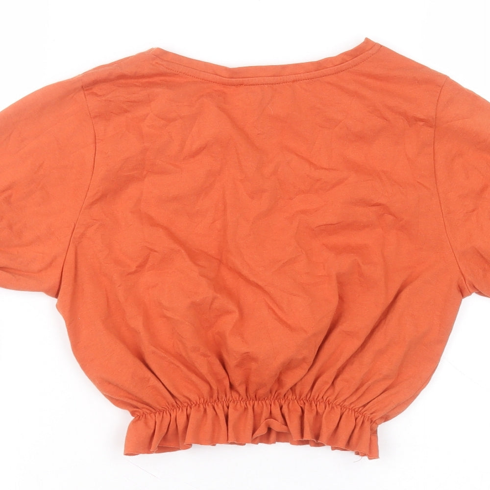 Primark Womens Orange  Polyester Basic T-Shirt Size XS Round Neck