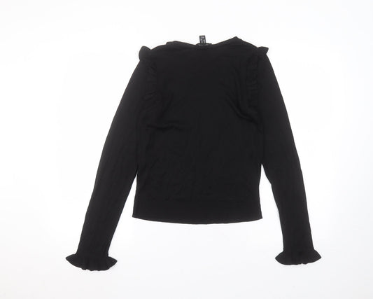 Womens UK Size 10 New Look Black Basic T-Shirt