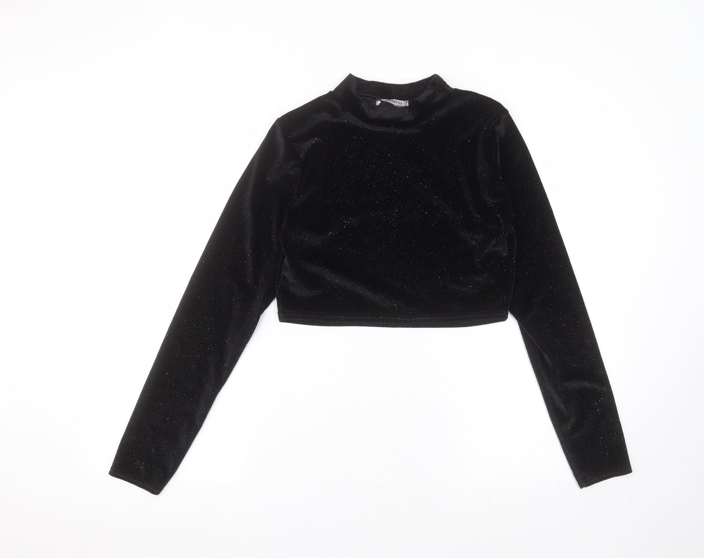 Womens UK Size 12 Glamourous Black Basic T-Shirt