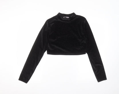 Womens UK Size 12 Glamourous Black Basic T-Shirt