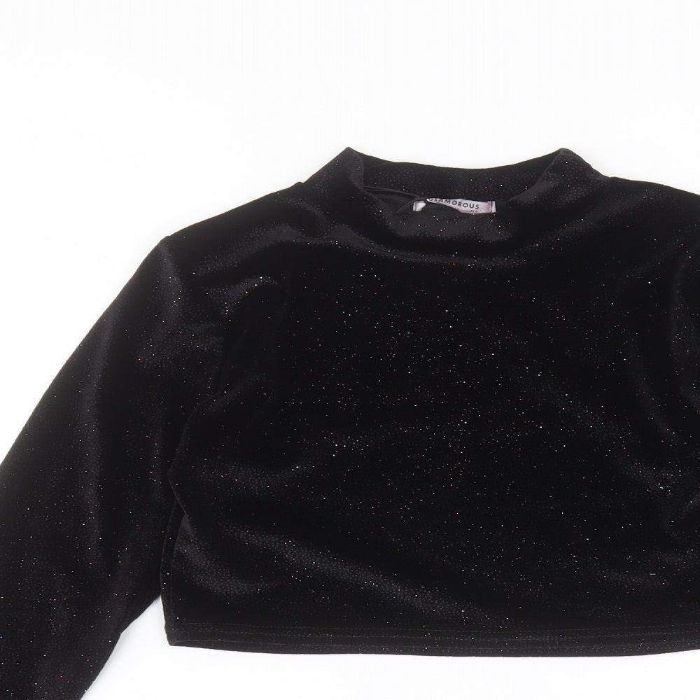 Womens UK Size 12 Glamourous Black Basic T-Shirt
