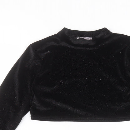 Womens UK Size 12 Glamourous Black Basic T-Shirt