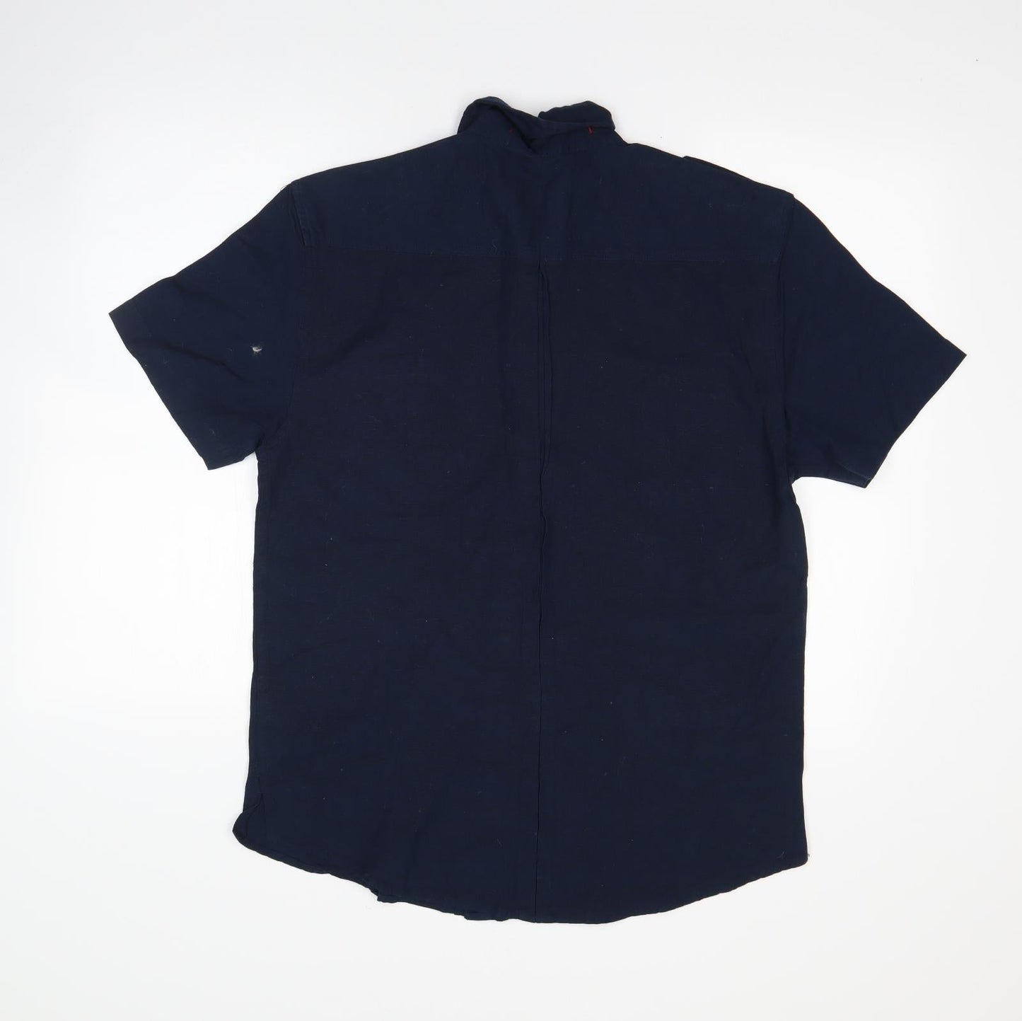 Mens UK Size M Duke Linen Blue  Button-Up Short Sleeve Casual Shirt