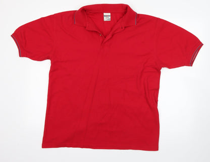 JERZEES Mens Red  100% Cotton  Polo Size M Collared