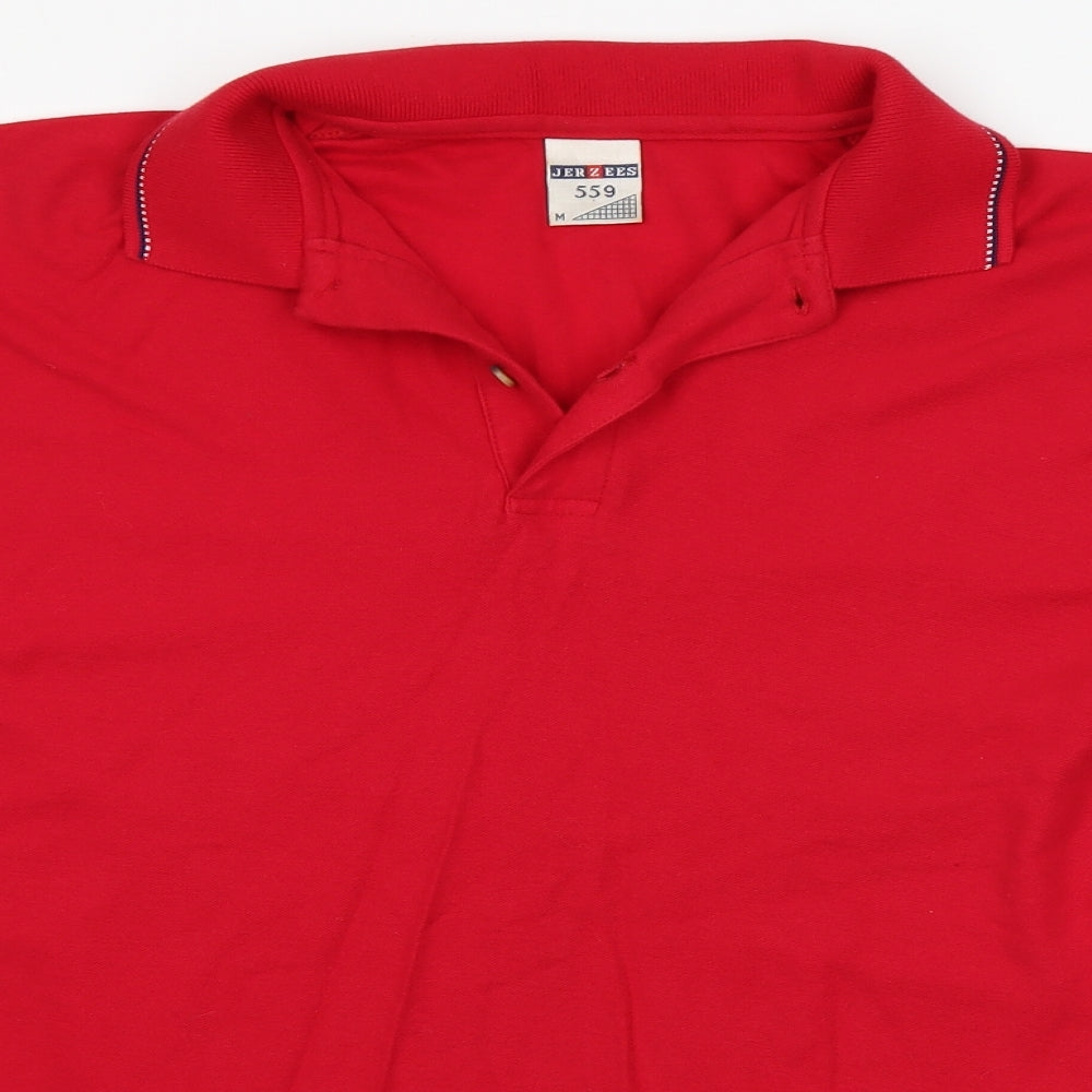 JERZEES Mens Red  100% Cotton  Polo Size M Collared