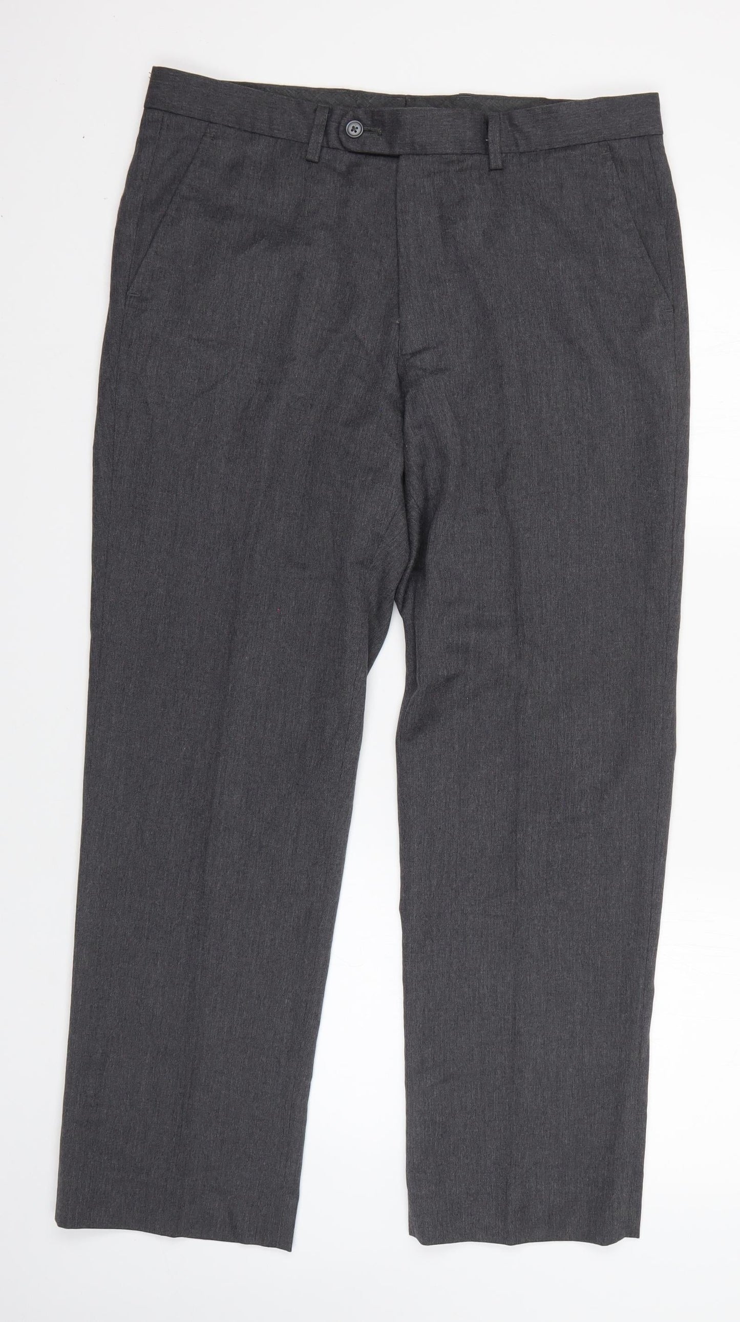 Matalan Mens Grey  Polyester Dress Pants Trousers Size 34 in L28 in Regular  - Short