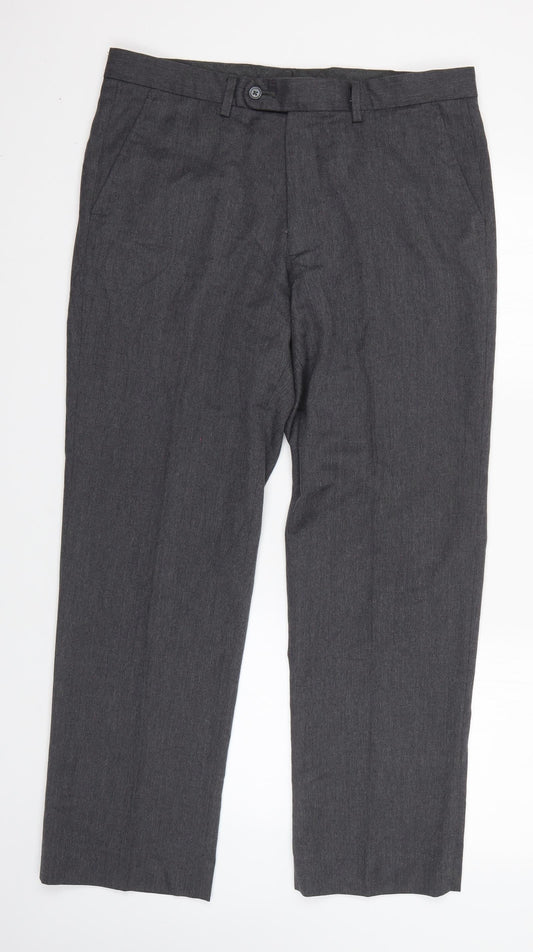 Matalan Mens Grey  Polyester Dress Pants Trousers Size 34 in L28 in Regular  - Short