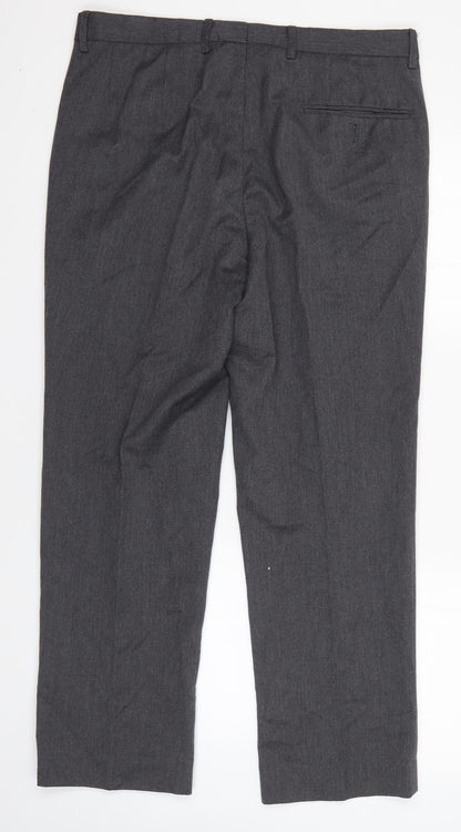 Matalan Mens Grey  Polyester Dress Pants Trousers Size 34 in L28 in Regular  - Short
