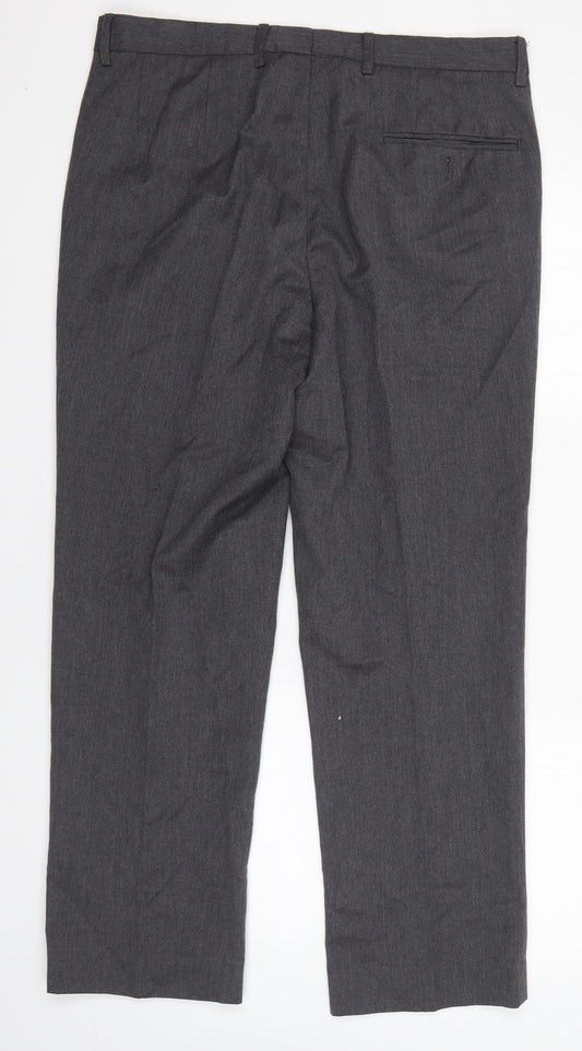 Matalan Mens Grey  Polyester Dress Pants Trousers Size 34 in L28 in Regular  - Short