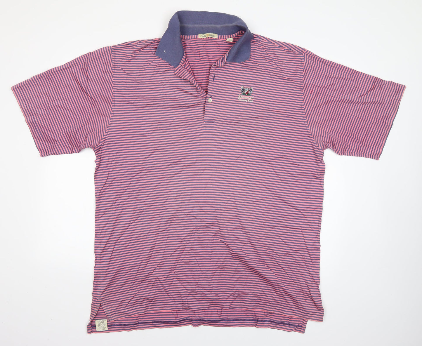 Peter Millar Mens Pink Striped Cotton  Polo Size XL Collared  - Pherwood Country Club