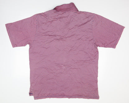 Peter Millar Mens Pink Striped Cotton  Polo Size XL Collared  - Pherwood Country Club