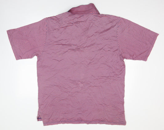 Peter Millar Mens Pink Striped Cotton  Polo Size XL Collared  - Pherwood Country Club