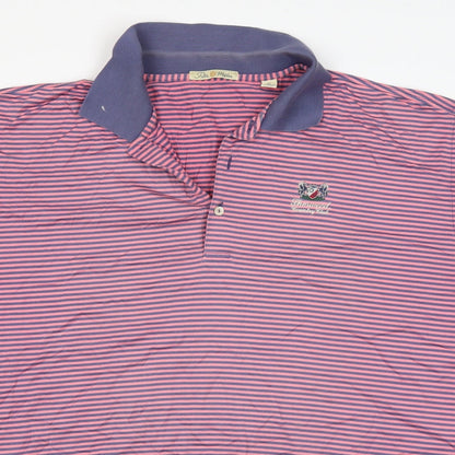 Peter Millar Mens Pink Striped Cotton  Polo Size XL Collared  - Pherwood Country Club