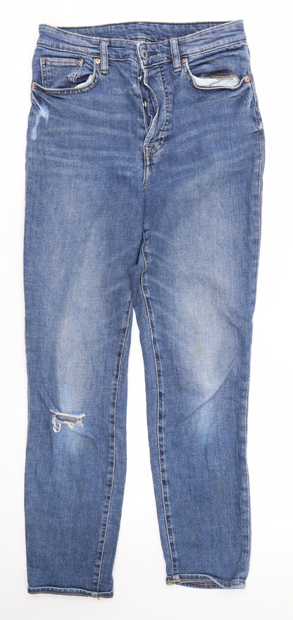 H&M Womens Blue  Cotton Skinny Jeans Size 10 L28 in Regular