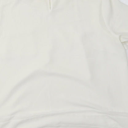 M&S Womens Ivory  Polyester Basic Blouse Size 14 Crew Neck