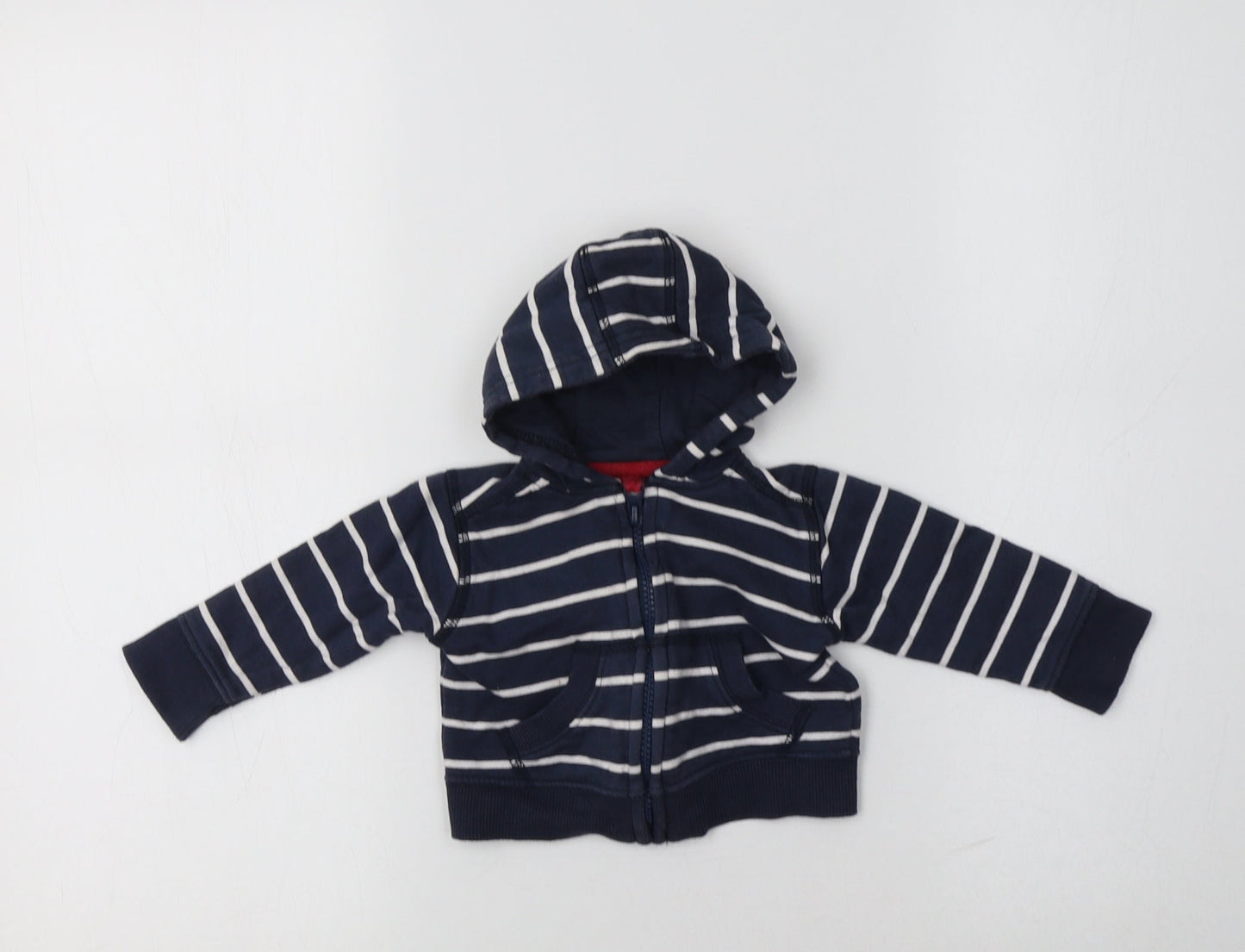 Preworn Baby Blue Striped Cotton Full Zip Jumper Size 3-6 Months