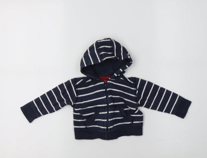 Preworn Baby Blue Striped Cotton Full Zip Jumper Size 3-6 Months