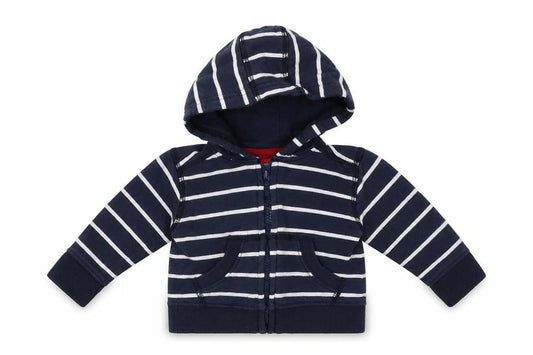 Preworn Baby Blue Striped Cotton Full Zip Jumper Size 3-6 Months