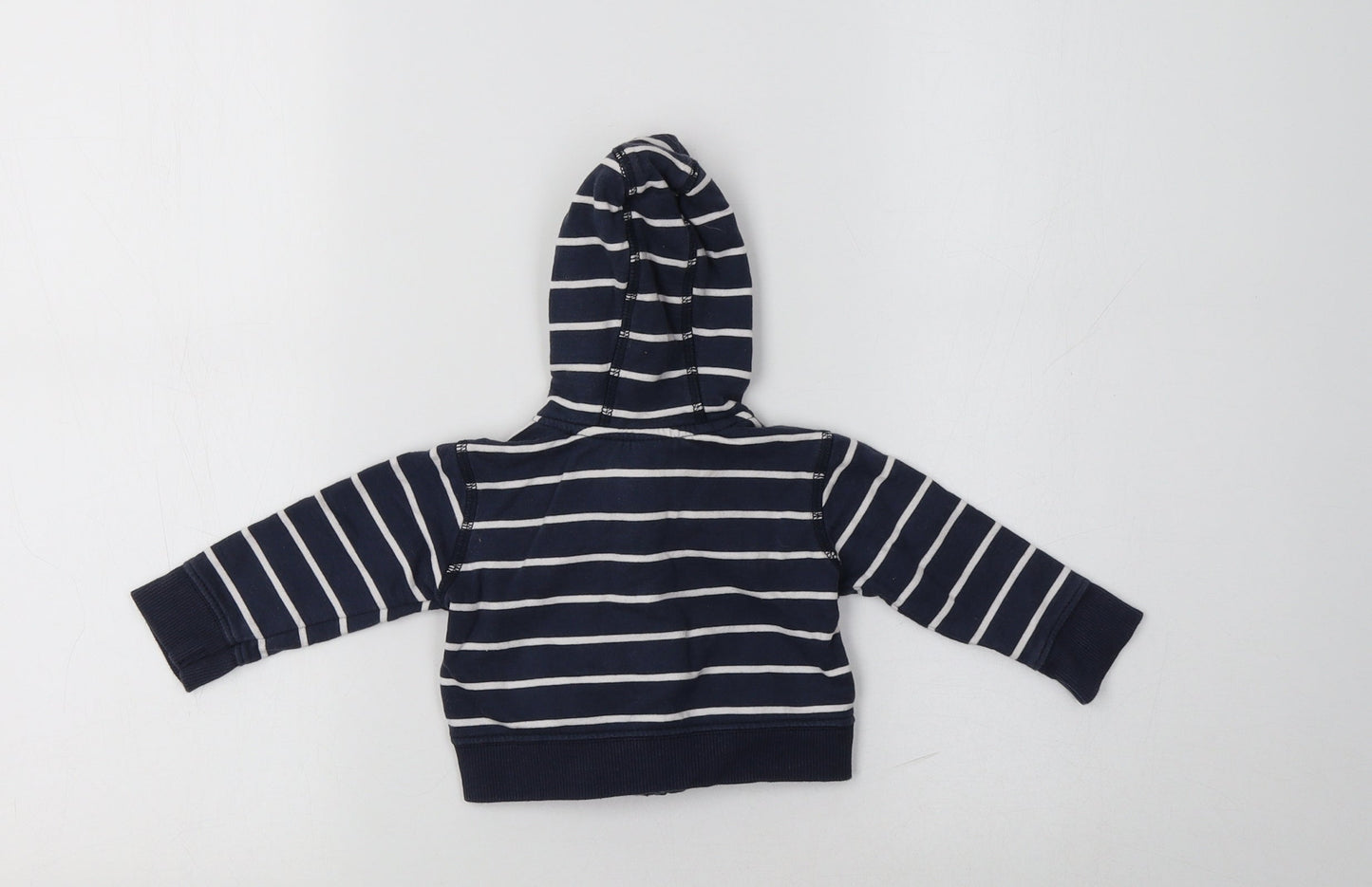 Preworn Baby Blue Striped Cotton Full Zip Jumper Size 3-6 Months