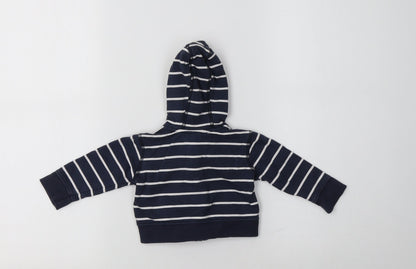 Preworn Baby Blue Striped Cotton Full Zip Jumper Size 3-6 Months