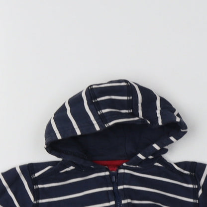 Preworn Baby Blue Striped Cotton Full Zip Jumper Size 3-6 Months