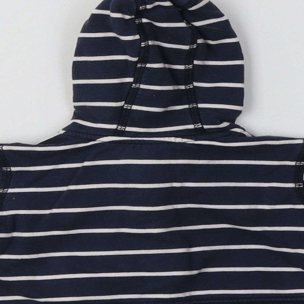 Preworn Baby Blue Striped Cotton Full Zip Jumper Size 3-6 Months