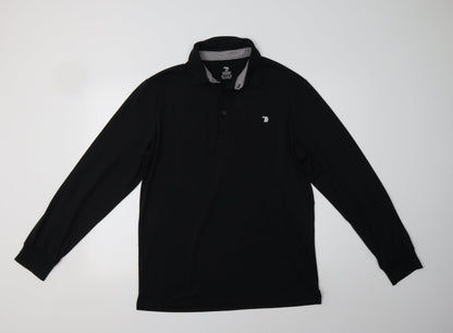 Preworn Mens Black  Polyester  Polo Size M Collared