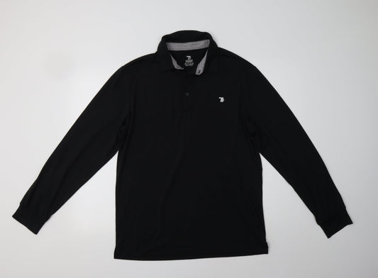Preworn Mens Black  Polyester  Polo Size M Collared