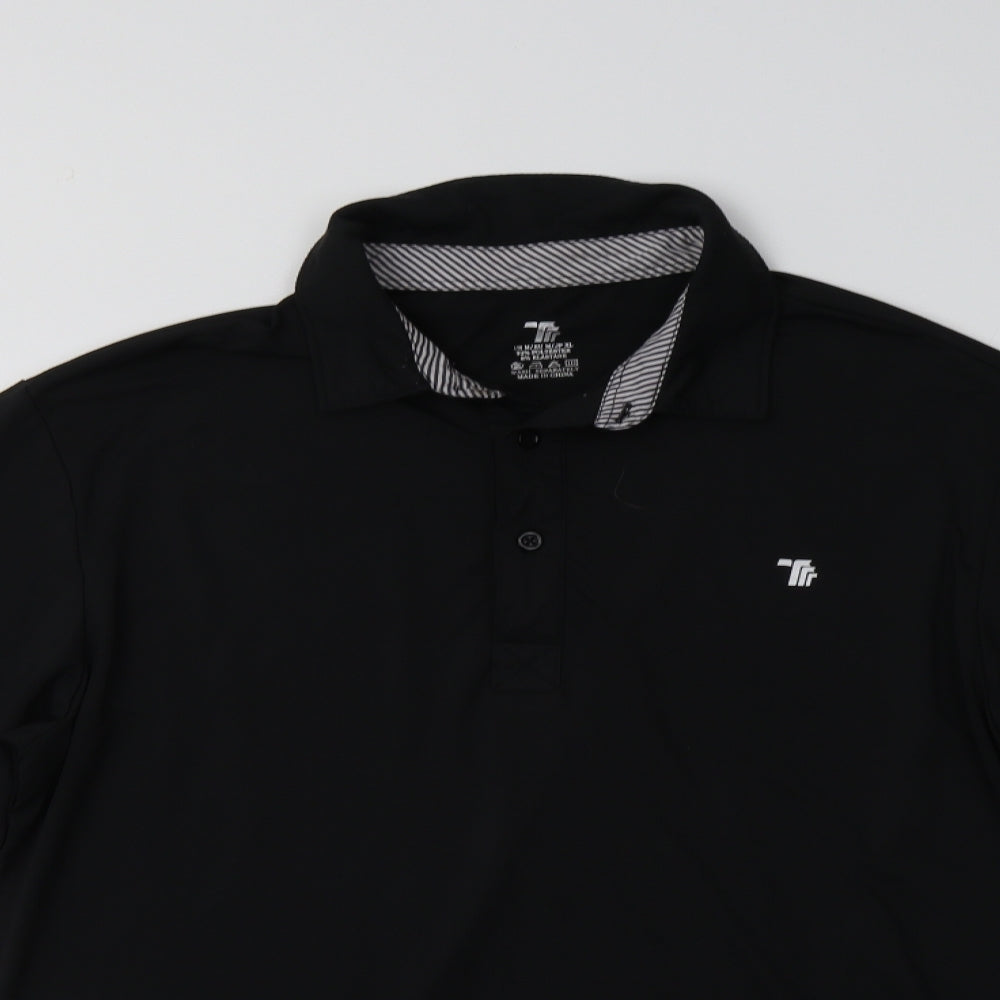 Preworn Mens Black  Polyester  Polo Size M Collared