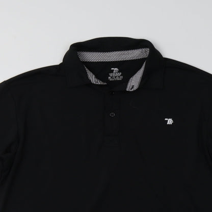 Preworn Mens Black  Polyester  Polo Size M Collared