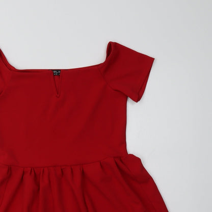 Select Womens Red  Polyester Fit & Flare  Size 12 Round Neck