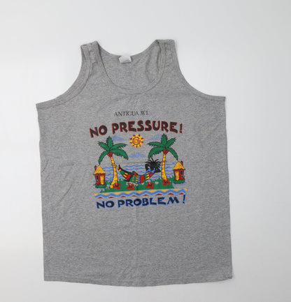 Womens UK Size L Anvil Grey Basic Tank