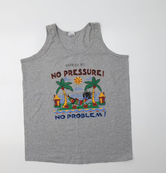 Womens UK Size L Anvil Grey Basic Tank