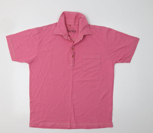 Authentic Clothing Company Mens Pink  Cotton  Polo Size L Collared