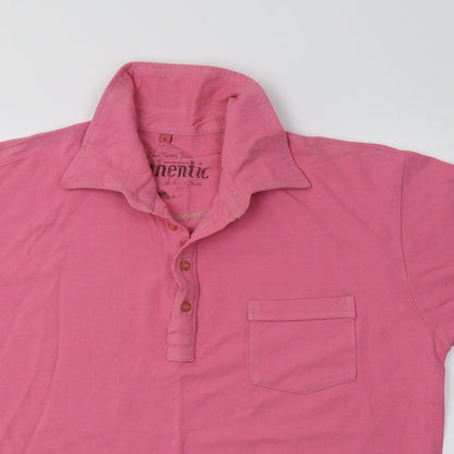 Authentic Clothing Company Mens Pink  Cotton  Polo Size L Collared