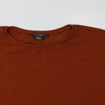 Primark Womens Brown  Polyester Cropped Blouse Size M Crew Neck