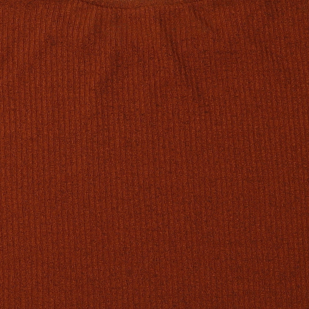 Primark Womens Brown  Polyester Cropped Blouse Size M Crew Neck