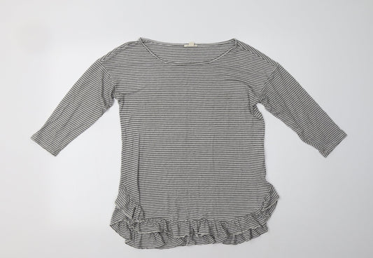 Esprit Womens White Striped Viscose Basic Blouse Size M Boat Neck