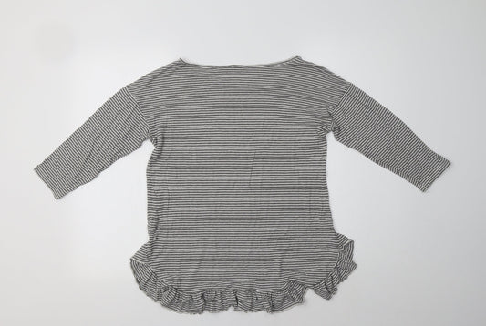 Esprit Womens White Striped Viscose Basic Blouse Size M Boat Neck