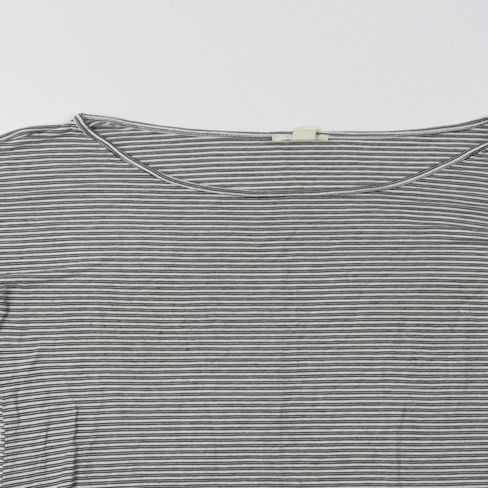 Esprit Womens White Striped Viscose Basic Blouse Size M Boat Neck