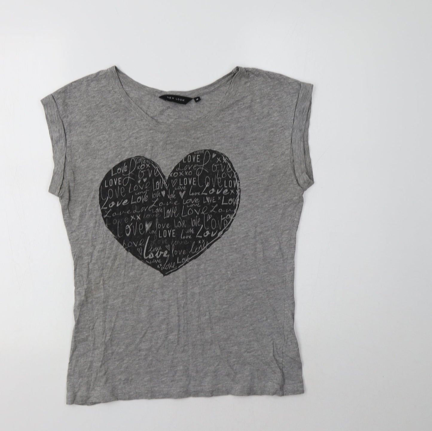 Womens UK Size 10 New Look Grey Basic T-Shirt